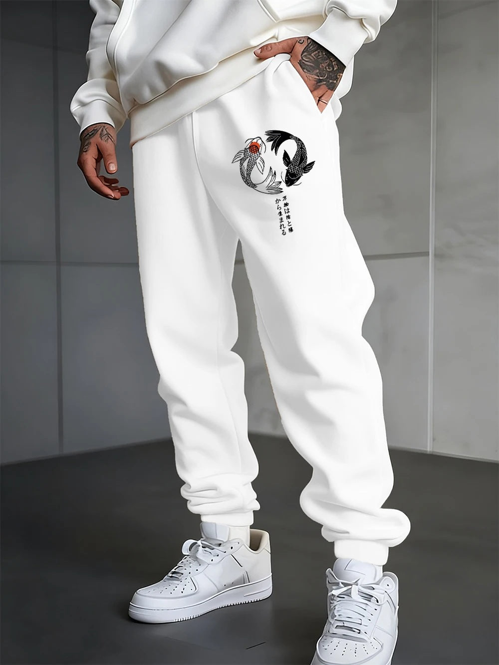 Gothic Twin Fish Print Unisex Casual Sport Sweatpants