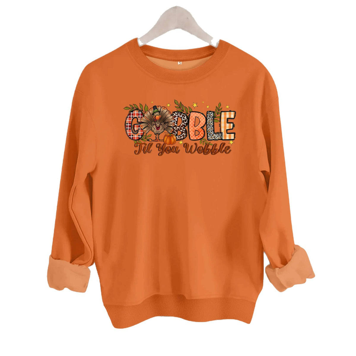 Turkey print loose fleece hoodie