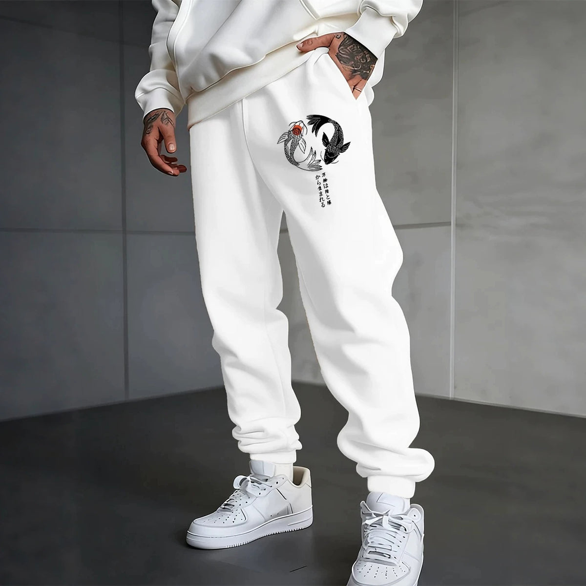Gothic Twin Fish Print Unisex Casual Sport Sweatpants