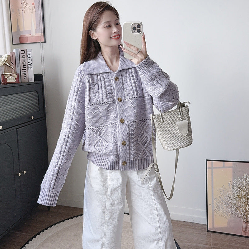 Collar long sleeved sweater