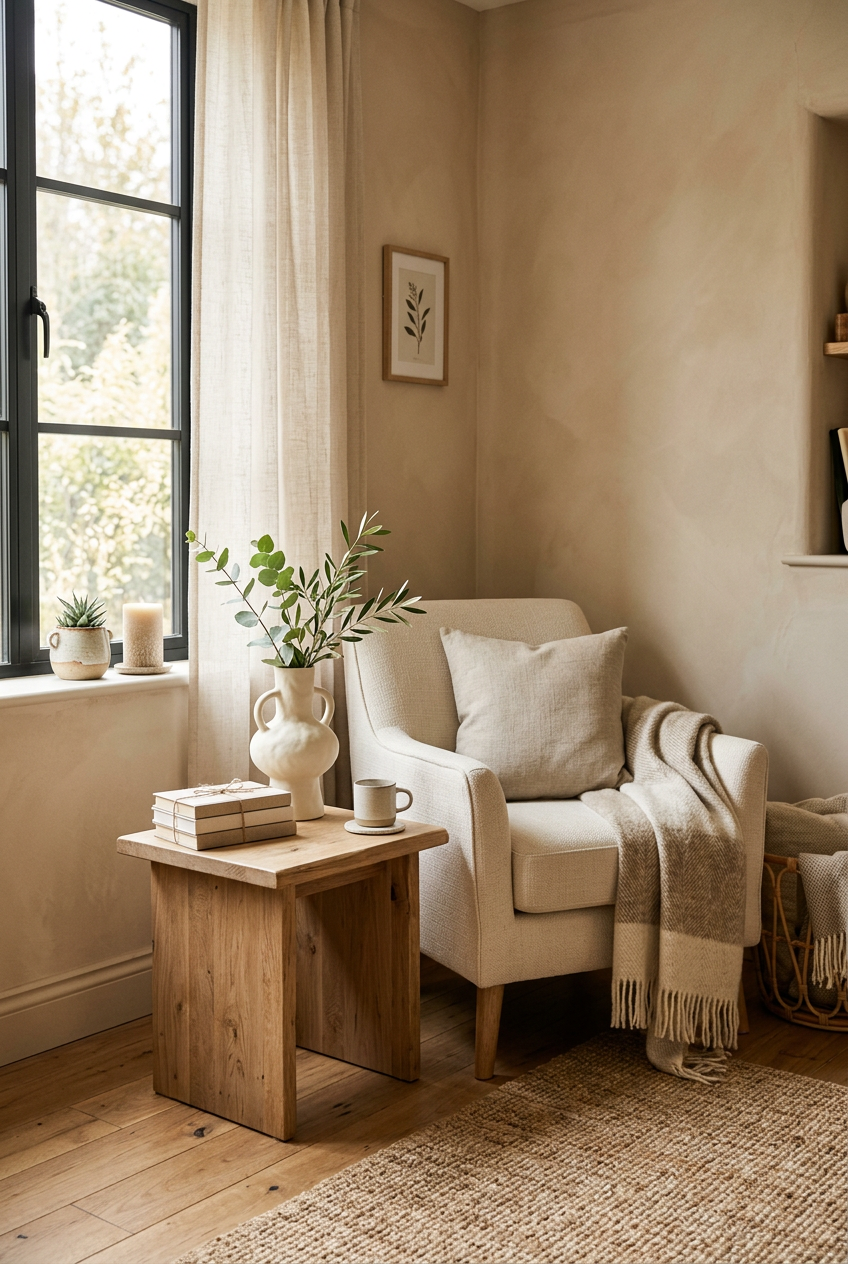 Warm neutral home decor scene